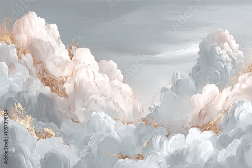 Abstract Cloudscape With Gold Accents