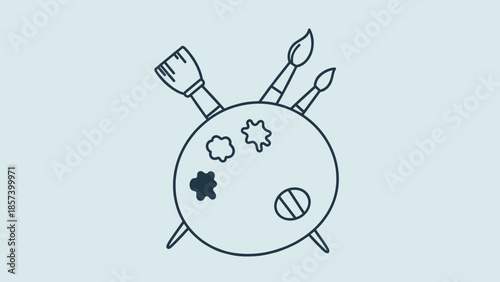 Artist Palette with Paints and Brushes.