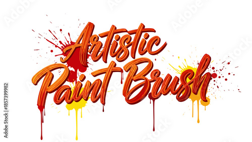 Artistic Paint Brush Illustration with Splatters.