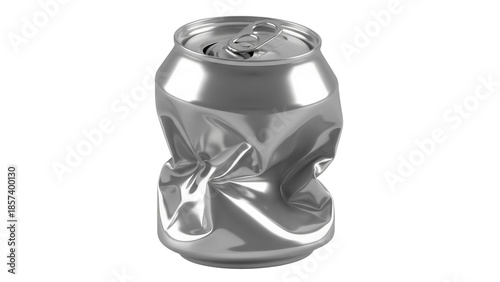 Εκτύπωση καμβά Crushed silver aluminum can isolated PNG, recyclable waste material for environm