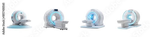 Set of medical scanner machines isolated on transparent background