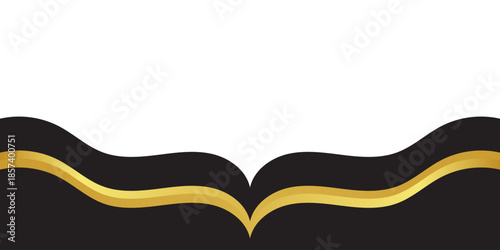 Luxury Gold Wave Border on Black Background with White Copy Space. Modern Trendy design in Vector Illustration