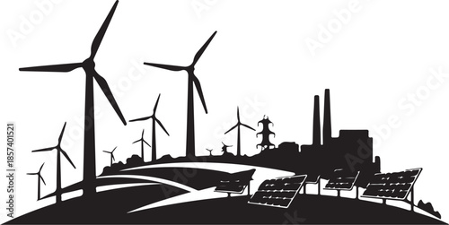 Renewable energy sources powering modern industrial landscape