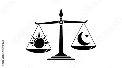 Balance Scale with Sun and Moon Symbols.