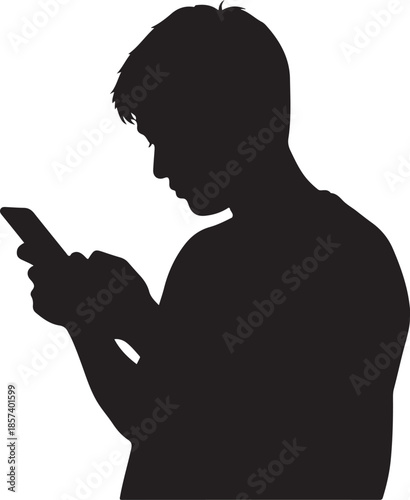 Man intensely focused on smartphone screen