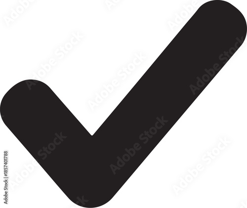 Large black checkmark symbol on white background