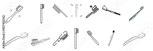 Toothbrush line art sketch minimalistic clean style