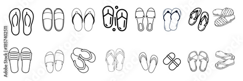 Sandals and Flip-Flops Vector Illustration Set for Summer Footwear and Beach Vacation Graphics Design.