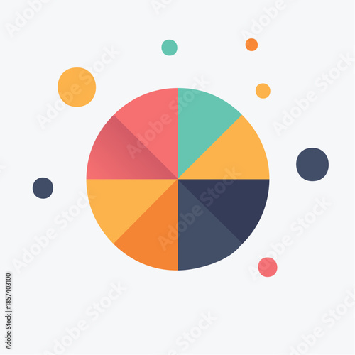 Colorful Pie Chart Infographic with Bubbles and Dots Data Visualization Concept