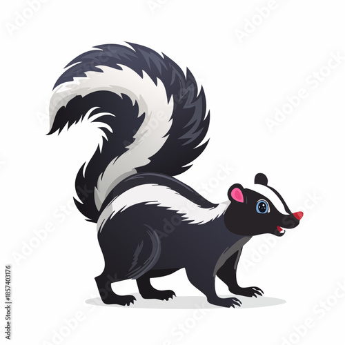 Cute Cartoon Skunk Illustration with Black and White Stripes