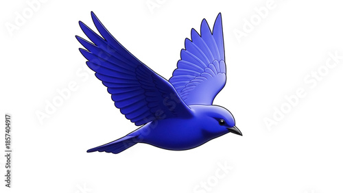 Foto Vibrant bluebird flying isolated PNG, detailed avian artwork on transparent back