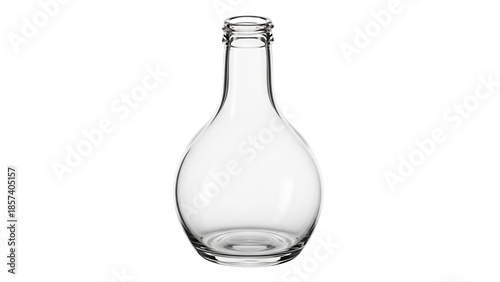 Tableau sur toile Elegant clear glass bottle isolated PNG on transparent background, empty contain
