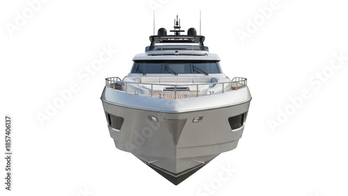 Luxury yacht isolated PNG, modern motorboat with sleek design on transparent background, expensive vessel for leisure and travel