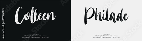 Elegant Script font alphabet uppercase lowercase and number. Classic lettering minimal fashion designs. Typography modern serif fonts regular decorative vintage concept. Vector illustration
