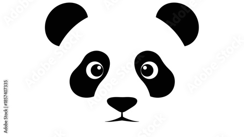 Black and White Panda Bear Face Illustration.
