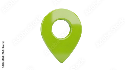 Green location pin PNG isolated on transparent background, map pointer icon for navigation and travel apps