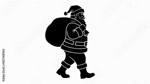 Man walking with a large sack on his back in a simple graphic illustration