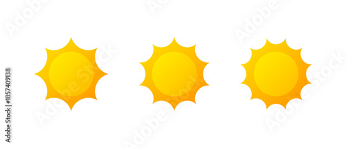 Bright sun icon in gradient design. Yellow daylight, sunshine symbol. Solar, warm climate illustration