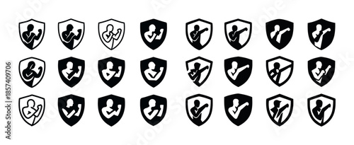 Vector shield icons: protection symbols for security and privacy