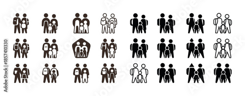 Diverse family icons depicting various structures and styles