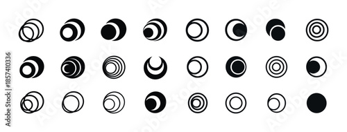Minimalist abstract circle patterns in black and white vector de