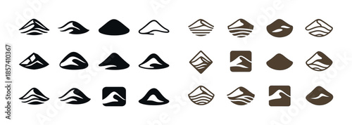 Abstract mountain logos collection in black and brown