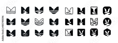 Abstract black and white geometric shapes pattern collection