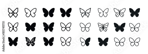 Collection of diverse black butterfly silhouettes in various sty