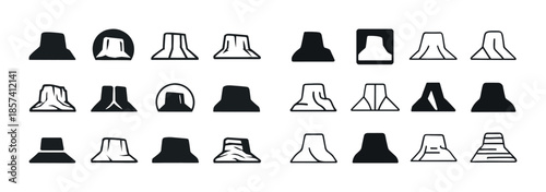 Various monochrome mountain silhouettes collection