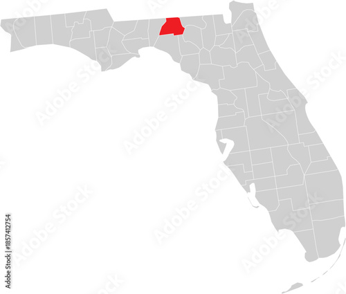 Madison County on the Map of Florida State Editable Vector
