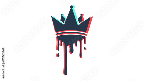 Black Crown with Dripping Paint Illustration.