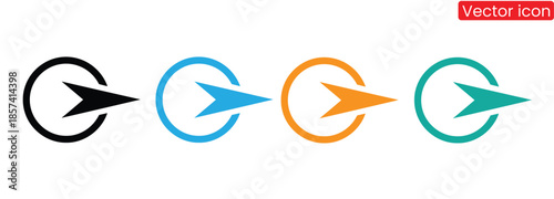 Set of four modern arrow icons in different colors for navigation and direction