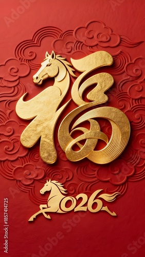 Golden horse design for Chinese New Year celebration