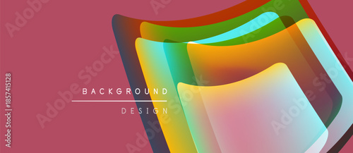 Abstract colorful layers overlap. Pink backdrop features text background design. Modern graphic element, vibrant hues create dynamic visual.