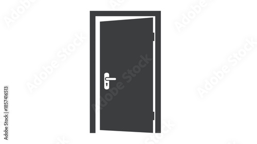 Black Metal Door with Silver Handle.