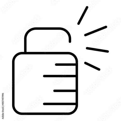 minimalist outline of a padlock in an open position, indicating a decrypted state, granted entry, or inactive security.