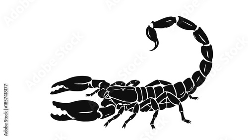 Black Scorpion Silhouette with Curved Tail.