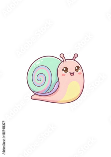 Adorable Pastel Snail Cartoon Character