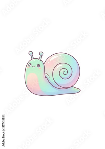 Cute Pastel Rainbow Snail Illustration