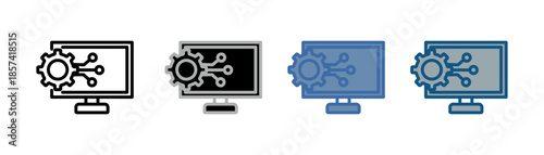 
Digital transformation icon set multiple style collection with computer, gear and artificial nerve designs