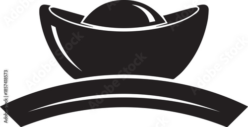 Stylized chinese gold ingot and banner graphic element