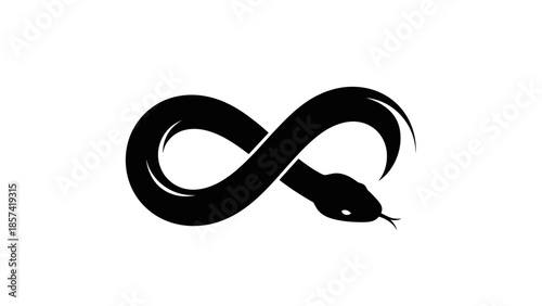 Black snake forming infinity symbol illustration.