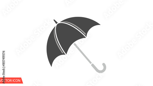Black Umbrella with White Handle and Stripes.