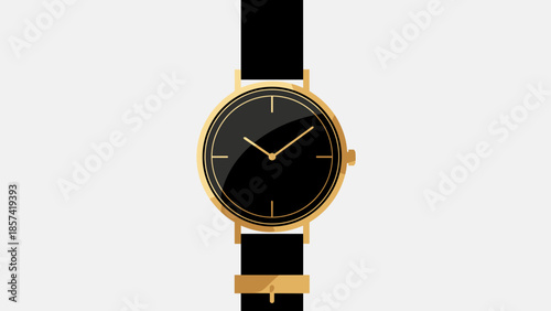 Black Watch with Gold Accents on Leather Strap.