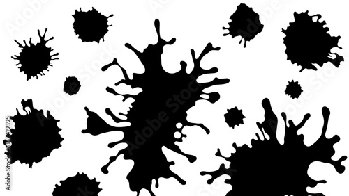 Black Virus Cells Silhouette Illustration.