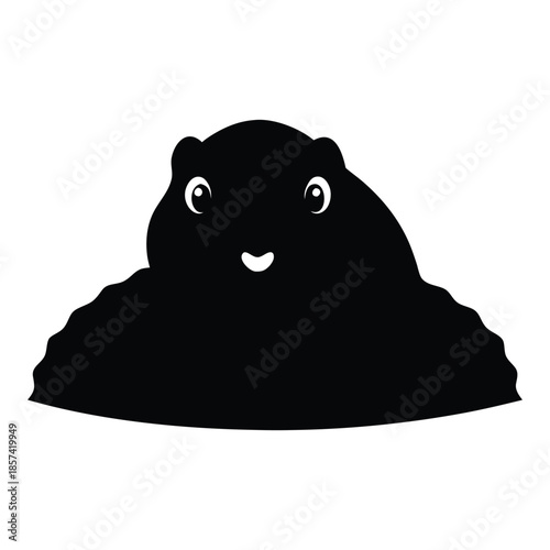 Cute Cartoon Mole Peeking Out of Hole in Nature