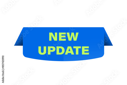 Blue simple vector flat banner with text new update