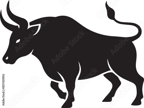 Chinese new year silhouette symbol of the powerful and auspicious ox zodiac animal