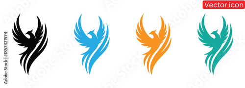 Elevate your brand with these stunning phoenix logos in multiple colors, perfect for business identity and marketing materials.