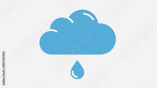 Blue Cloud with Raindrop Icon Symbol.